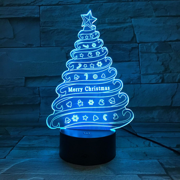 Uruzuo Glædelig Jul Juletræ Julemand 3D Illusion Natlys Legetøj Snemand Lampe, Skrivebord Julelys Fødselsdag Dekorationer Gaver Fest Lokale Dekoration