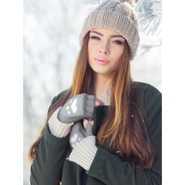 3 Par Vinter Fingerlösa Vantar Varma Omvandlingsbara Vantar Klaffskydd Katt Tass Vantar för Kvinnor Kallt Väder Cosplay (Ljusgrå, Pin