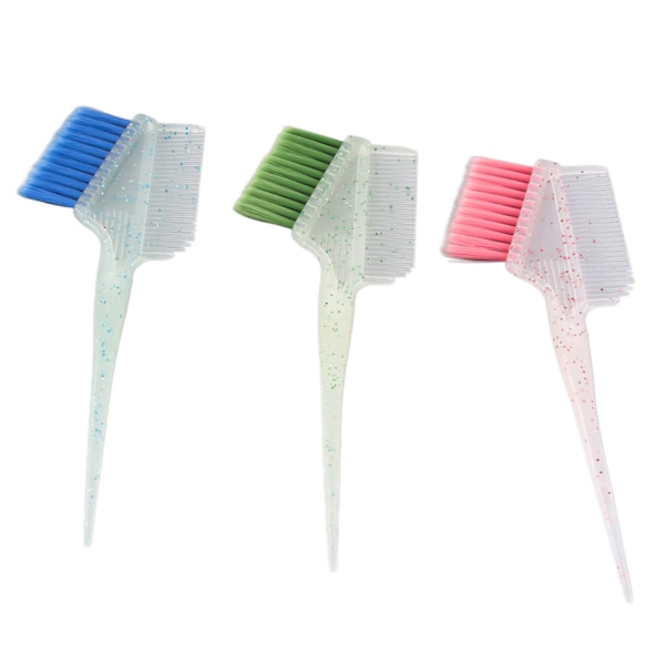 3pcs Double Sided Hair Dye Brush Comb Soft Nylon Hair Highlighting Brush Applicator with Glitter Handle