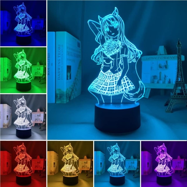 3D Illusion Lamp Anime LED Nattlampa Nekopara Maple Nattlampor för Vardagsrum Sovrum Inredning USB Skrivbordslampa 7/16 Färg med fjärrkontroll