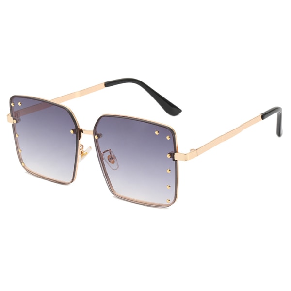 Women Rimless Oversized Studded Sunglasses Gradient Lens Rivet Fashion