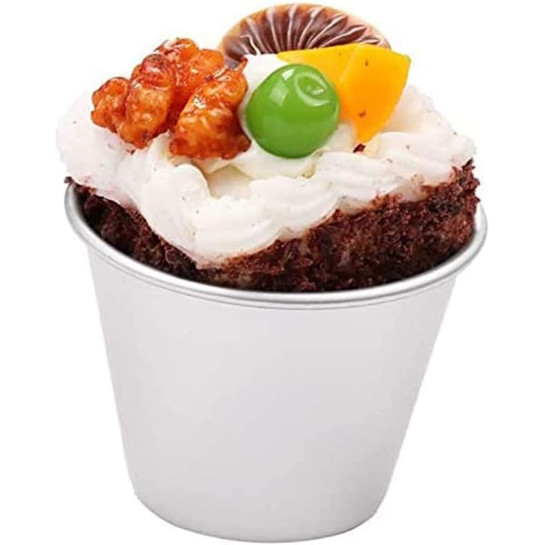 12 Stycken Puddingformar för Bakning Enkel Muffinsplåt Cupcakeformar Ramekiner Nonstick Souffléformar Darioles Form Aluminium, 8 cm H
