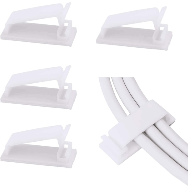 50Pcs Self Adhesive Cable Management Clips, Cable Organizers Wire Clips Cord Holder for TV PC Ethernet Cable Under Desk Home Office (White)，3 Pack