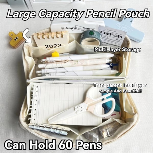 Pencil Pouch Multi-Layer Stor Kapacitet Capybara Print Særpræget Sjov Sød (Beige-2) A