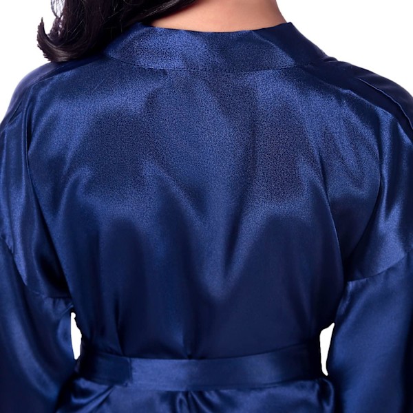 Barnens Silkefläck Ren Kimono Bröllopsklänning Kimono Robar Sovkläder ------ Mörkblå (Storlek 12)
