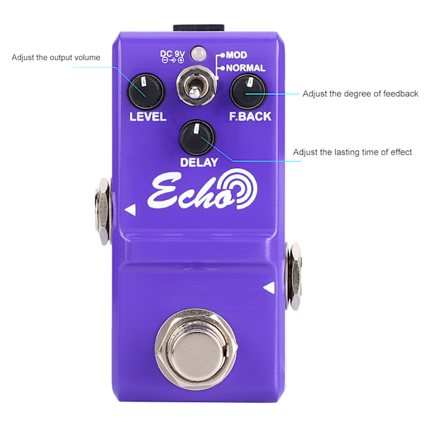 Mini Metal Shell Analog ECHO Gitarr Effekt Pedal med True Bypass Instrument Tillbehör