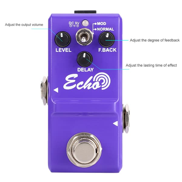 Mini Metal Shell Analog ECHO Kitaraefektipoljin True Bypass -instrumenttivarusteella