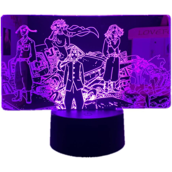 WJ Anime 3D LED Natlampe 3D Illusion Lampe 16 Farver Skiftende Touch Fjernbetjening Natlys til Børns Soveværelse Dekoration Sengelampe Drenge Piger