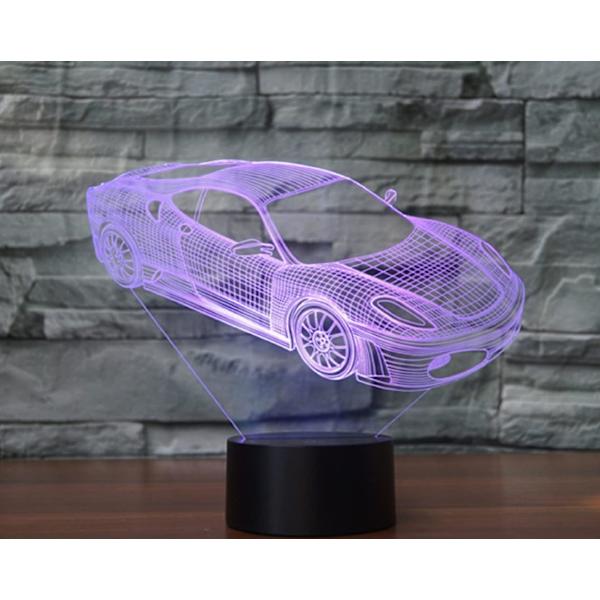 WJ 3D Luksusbil Fjernkontroll 16 Farger Nattlys Illusjon Akryl LED Bordlampe Sengelampe Barn Soverom Skrivebord Dekor Bursdagsgaver Leke for Barn