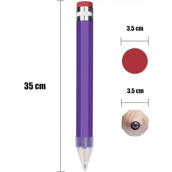 Puinen jättikynä rekvisiitaksi/lahjaksi/koristeeksi - 14 tuuman hauska iso uutuuskynä korkilla (violetti) kouluihin ja koteihin ST-001