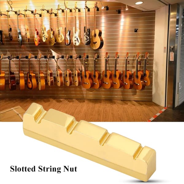 Messing Slotted Bridge Nut Guitar Instrument Reservedele til 4 Strenge Elektrisk Bas