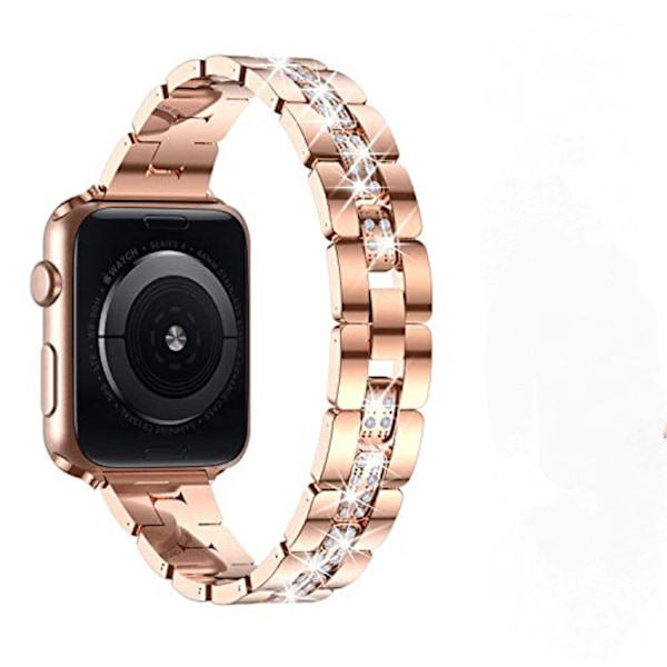 Timanttiset metallirannekkeet Iwatch-yhteensopiva SE-sarjan 6/5/4-rannekkeelle --- Ruusukulta（40mm）