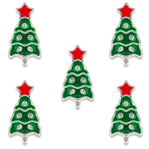 Nagelkonstdekoration Julgranar Tomte Legering Manikyrdekaler #07