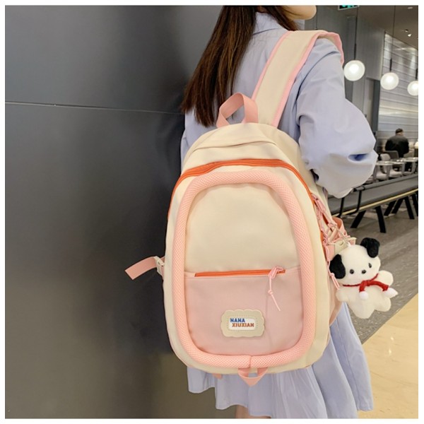 Söt estetisk ryggsäck för flickor, väska för gymnasiet, inbrottssäker Kawaii-laptopväska, skolväska för universitetet, fritidsväska för gymnasiestudenter (rosa)