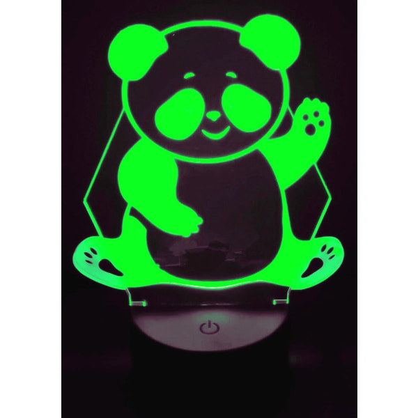 WJ 3D Panda LED nattlampa Illusion nattlampa 16 färger byter bordsskiva dekoration lampor gåva akryl platt ABS bas USB-kabel leksak