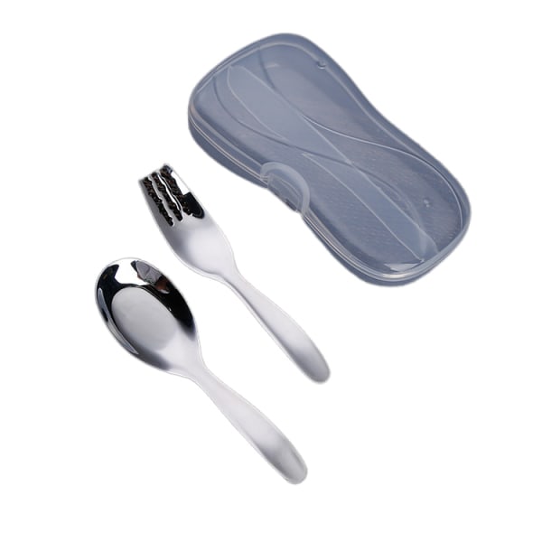 Barnbestick 1`- set - Silverbestick av rostfritt stål 1 , 1 x matskedar - Lunchlåda för toddler för barn
