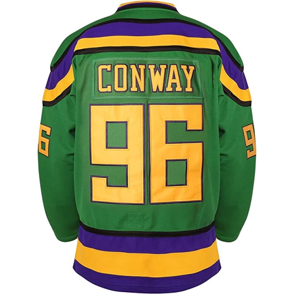 Herre Mighty Ducks 96 Charlie Conway 99 Adam Banks 33 Greg Goldberg Film Hockey Jersey Grønn 96  XXXL