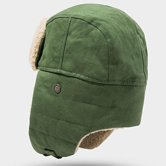 Unisex Vintermössa med Öronlappar Bomulls Trapperhatt Pilot Vindtät Skidmössa Spänne Stängning Ushanka Utomhus