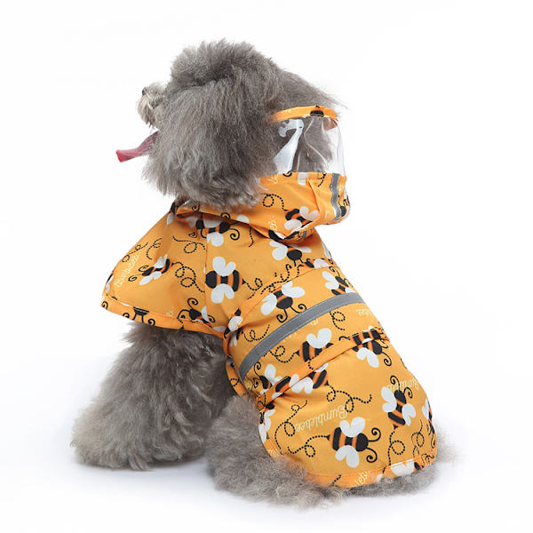 Söt Hund Regnjacka Kläder Reflekterande Valp Regnjacka Mode Tecknad York Poodle Små Stora Hundar Vattentäta Kläder Kostymer (Gul 4XL)