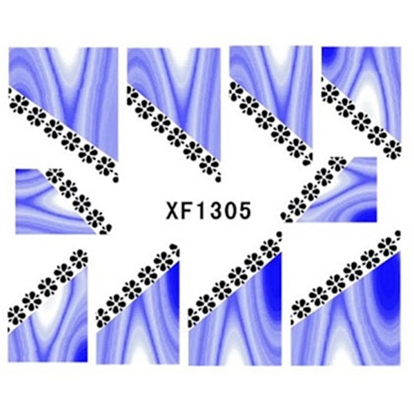 Manikyr-klistremerker, fasjonable mønster, vannoverføring, DIY-neglspisser, klistremerkekunstdekorasjon XF1305