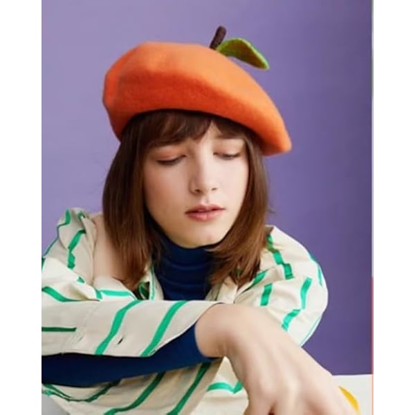 Yuri Japan Fruits Orange Peach Beret Söt Lolita Flickhatt Målarhatt Tillbehör för Kvinnor Present