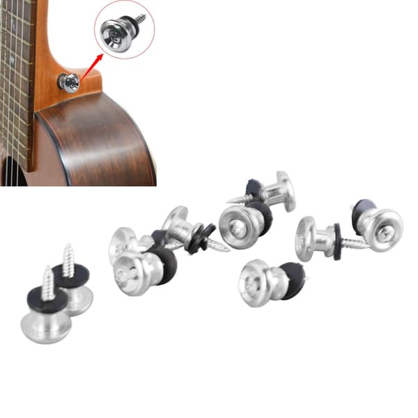 10 st gitarrremsspärrknappar svampformad justerbar universell remsspärrstift för ukulele bas silver