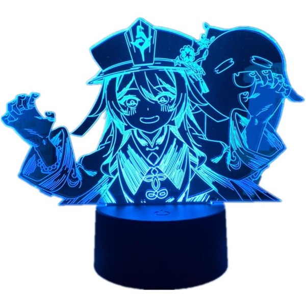 Anime 3D-lampa Genshin Impact Game Figure HuTao Led Illusion Nattljus Födelsedagsfest Rum bordslampa Färgglad dekoration med fjärrkontroll