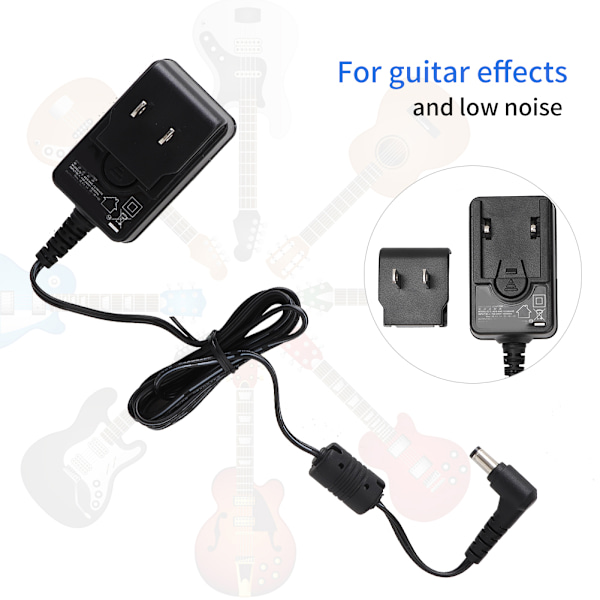 Universal 9V elektrisk gitar strømadapter for gitarer effekter pedal