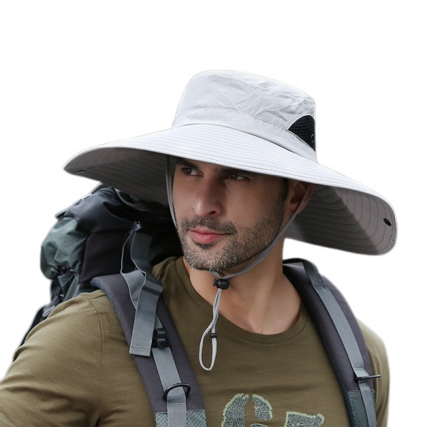 Bomullssolhatt UV-beskyttelse Sommerhatter Strandhatt Safari Boonie Hat Foldable Fishsing Hat med justerbar hakerem-MZ030