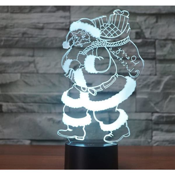 WJ 3D Jultomte Fjärrkontroll 16 Färg Nattljus Illusion Akryl LED Bordslampa Sänglampa Barn Sovrum Skrivbord Dekor Födelsedagspresenter Leksak för Barn