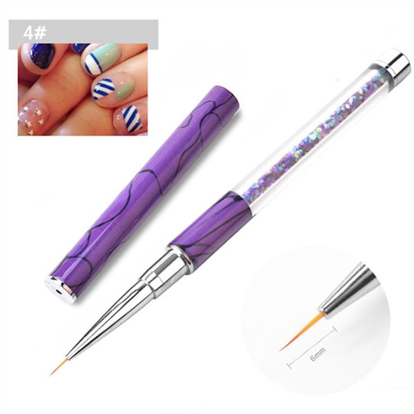 Maling UV Pensel Neglekunst Falske Spidser Akryl Pulver Gel Tegning Pen Manicure Værktøjer 4#