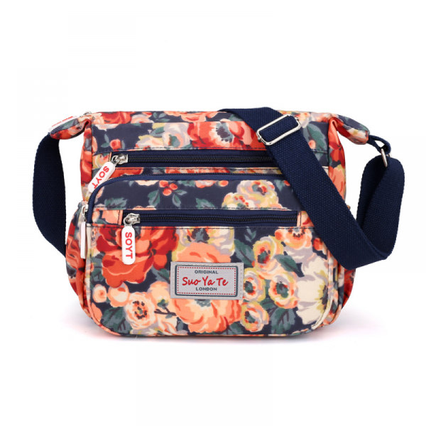 Casual Nylon Floral Shoulder Bag For Women Crossbody Bag Messenger Bags Travel Handbags With Adjustable Strap Waterproof(Flower)