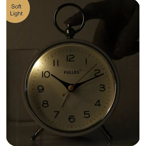 SAYTAY Analog Klocka Larm Klocka Icke Ticking med Nattljus Snooze Funktion Tyst Rund Retro Batteridriven Crescendo 4 tum Liten Enkelt Design Tabl