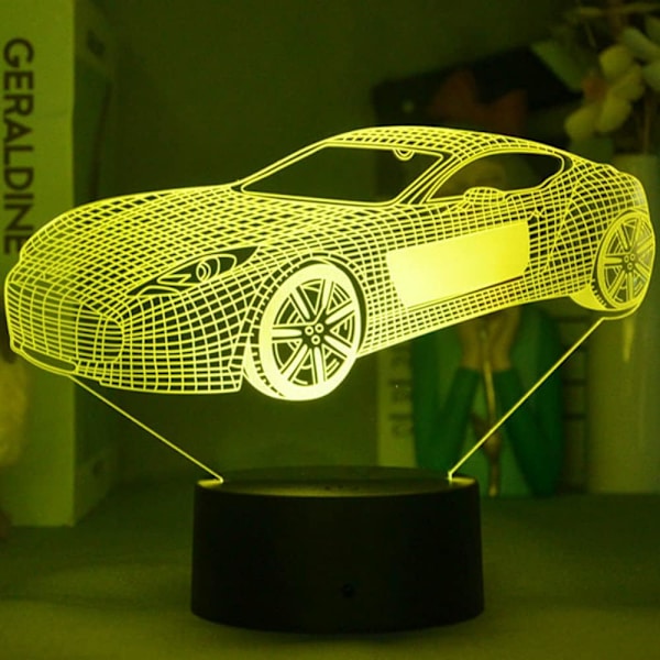 3D-bil nattlampa bordslampa optisk illusionslampor 7 färger skiftande lampor LED bordslampa jul hem kärlek födelsedag barn barn inredning leksak present