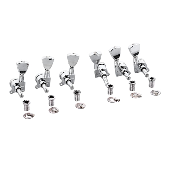 6 stk. Guitar Locking Tuners Trekantet Hoved Streng Tuning Key Pegs Machine Heads Udskiftning 3 Højre 3 Venstre GC402 Sølv