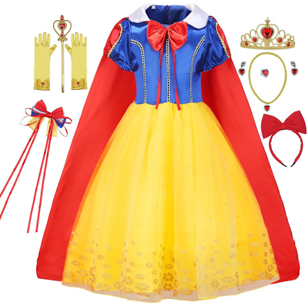 Pigesne Sneprinsesse Kostume Børn Fancy Party Dress Up Toddler Jule Halloween Kostumer, 3-8 År 6-7Years