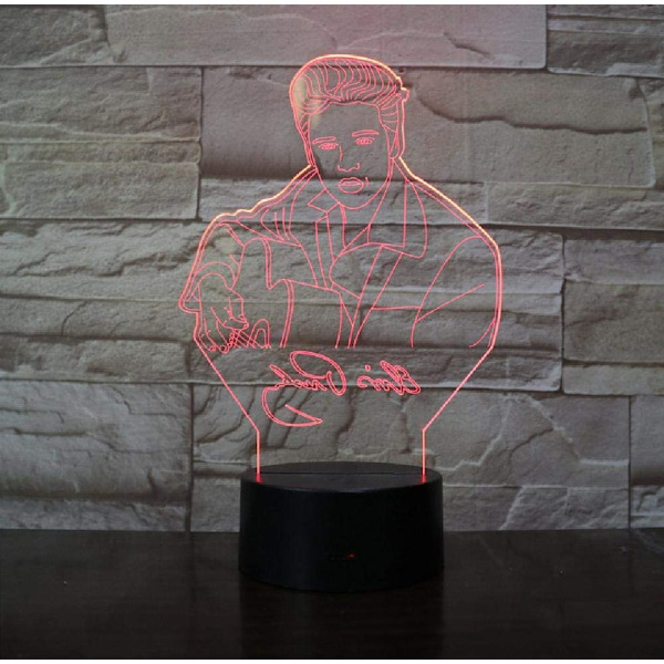 Elvis Aaron Presley Skrivebordslampe Kongen af Rock and Roll LED Natlys Musik Atmosfære USB Fødselsdagsgaver