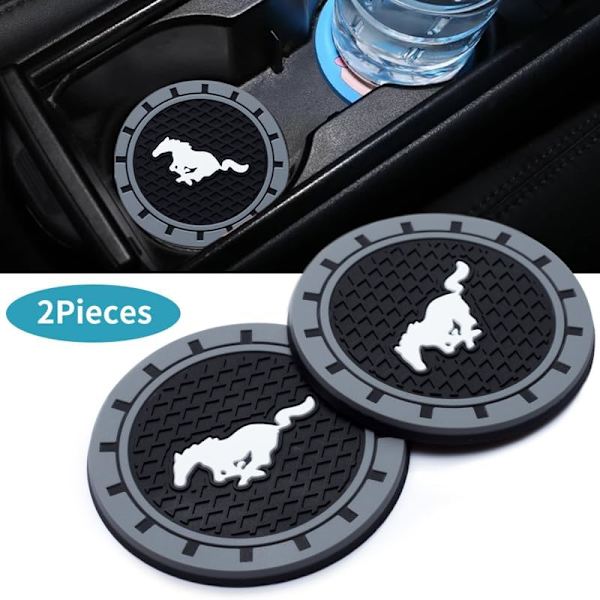 2 st Bil Mugghållare Underlägg, Mugghållare Insats Underlägg med Mustang Snake Speedstar Evos Everest GT Shelby Mach-E Grand C-MAX Falcon T