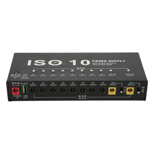 Gitarpedal Strømforsyning 10 Isolerte Utgang Multi Effekt Strøm med 2 Justerbar SpenningUS Plugg 100‑240V