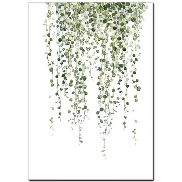 Wekity Green Leaves Väggkonst Canvas Print Poster, Simple Vitality Akvarell Art Ritning Dekor för Hem Vardagsrum Sovrum Kontor (Set med 4 oinramade
