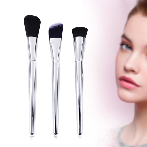 3 stk. Sølv Ansiktskontur Kosmetikk Foundation Pudder Blush Koster Makeup Verktøysett