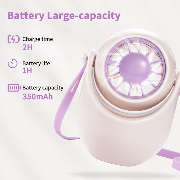 95° Säädettävä, USB Ladattava 2 Tuulennopeuden Mini Tuuletin Lapsille Tytöille Pojille Naisille Miehille Sisä- ja Ulkokäyttöön Matkustamiseen Kouluun pink