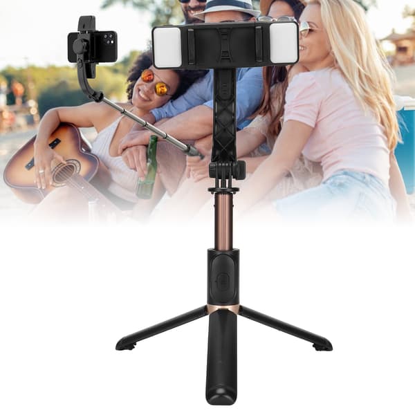 Q08d Bluetooth Selfie Stick Stativ LED Dobbel Fylllys Trådløs Multifunksjonell Selfie Stick med Fjernkontroll for Android