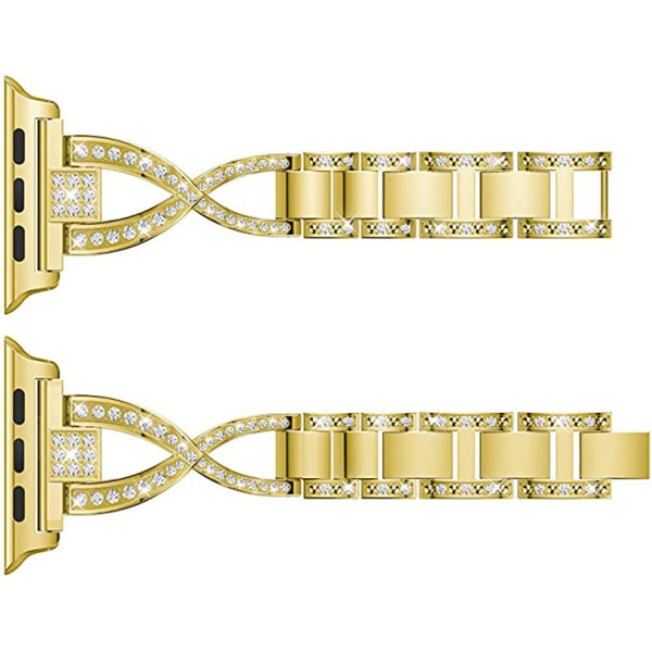 Kompatibel med Apple Watch  Band  Bling Diamond Rhinestone udskiftning Metalrem --- Guld（ 38/40/41mm）