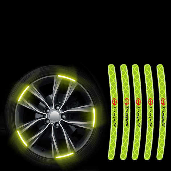 20 ark reflekterande klistermärken för bilhjul säkerhet självlysande reflekterande remsor - Trumpchi (set)