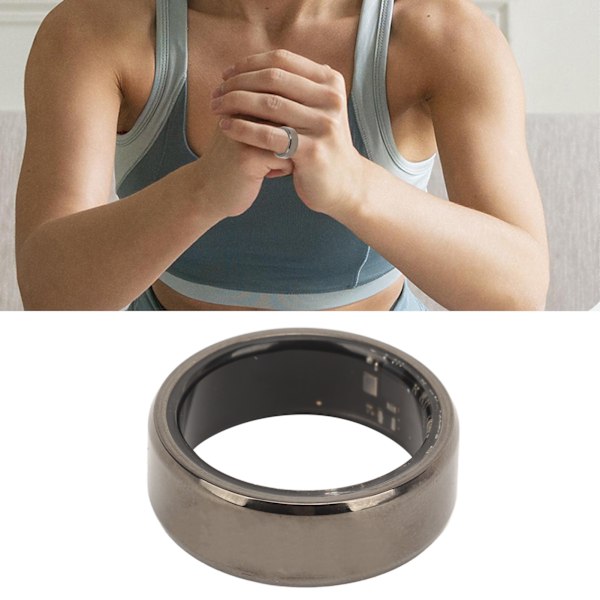 Smart Ring Hälsospårare Steg Räkning Sömnkvalitet Övervakning IP68 Vattentät Hälsoring Med Laddningsfodral för Android för IOS Svart Storlek 9