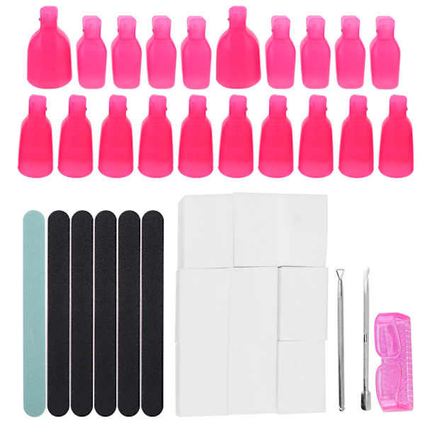 Nail Polish Removal Tool Set Soak Off Clip Nail File Steel Pusher Manicure ToolTool Set