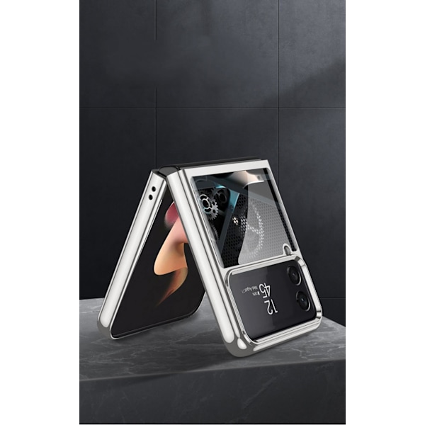 For Samsung Z Flip 4 Etui, Ultratynn Herdet Glass Telefon Etui Beskyttende Deksel Mote Elektroplettert PC Bakdeksel