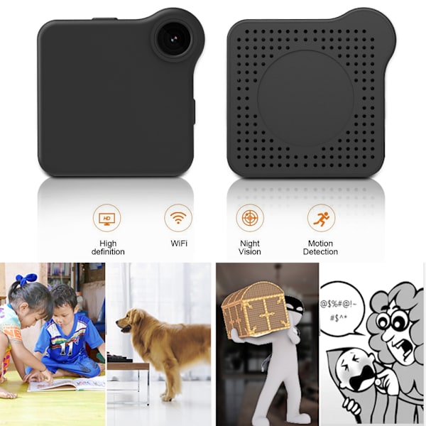 Bärbar Mini 720P HD Infraröd WiFi Action Kamera Sport Videokamera Kit (Svart-8G Kort)