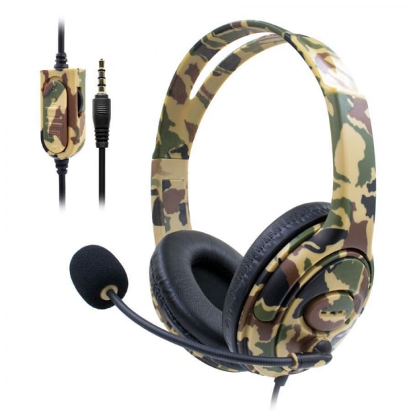 PS4 Camouflage Bilateral Large Headset Headset Wired Game Headset（Gul-grön）